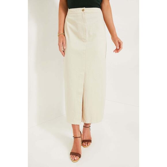 Tuckernuck Dresses & Skirts - TUCKERNUCK Ecru Lia Denim Skirt Size 6 NWT Retail $198 Tuckernuck